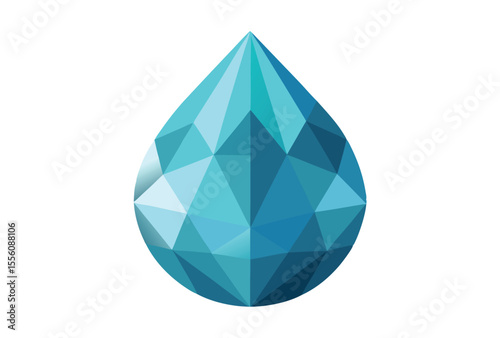 Water Drop Low Poly Vector Illustration Geometric Style Polygonal Clipart Design