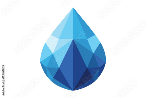 Water Drop Low Poly Vector Illustration Geometric Style Polygonal Clipart Design