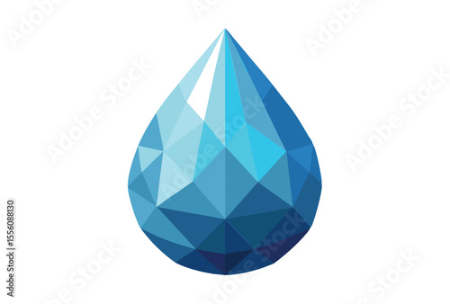 Polygonal Water Drop Low Poly Geometric Vector Art Clipart for Digital Design