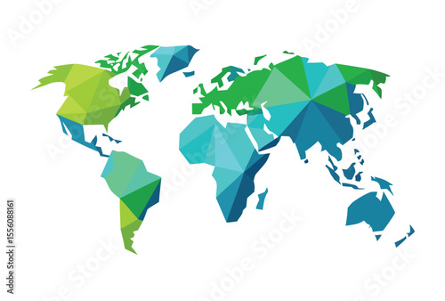 World Map Low Poly Vector Illustration, Geometric Polygonal Style Clipart