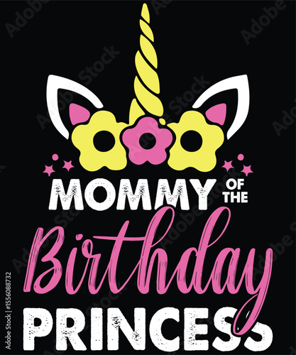 "Mommy of the Birthday Princess Unicorn Floral Party Design"