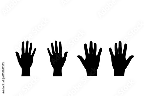 human open hand silhouette hands reaching up, black silhouette