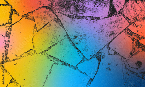 Old film light leaks texture with scratches, noise, iridescent light. Rainbow lens flare effect, camera film filter with dust, grain. Distressed retro photo burn effect, texture of cracked paint wall