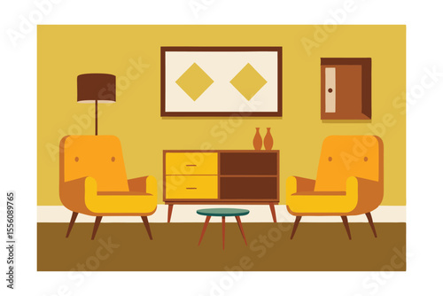 Mid-Century Modern Living Room Retro Interior Design Inspiration