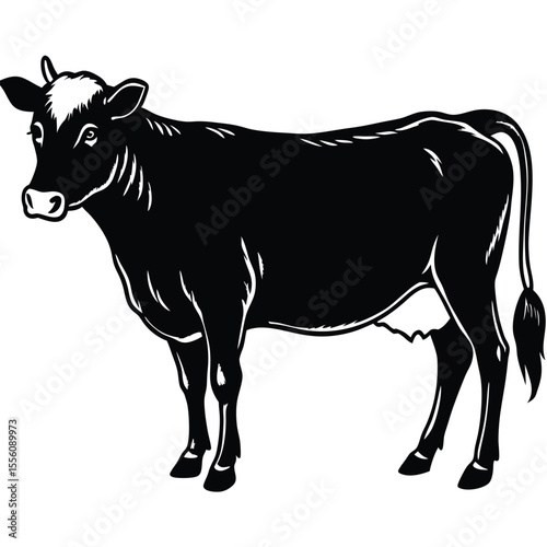 Black and White Cow Illustration Farm Animal Silhouette