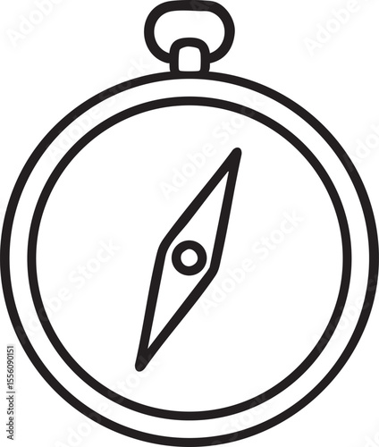 Simple Black and White Compass Icon for Navigation and Directional Guidance in Vector Format Design minimalist