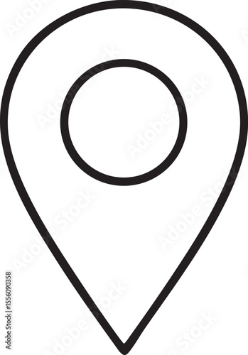 Simple Black and White Location Pin Icon for Maps and Navigation Applications and Services Online simple