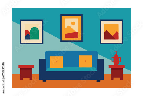 Modern Living Room Interior Design  Stylish Sofa, Artwork, and Decor