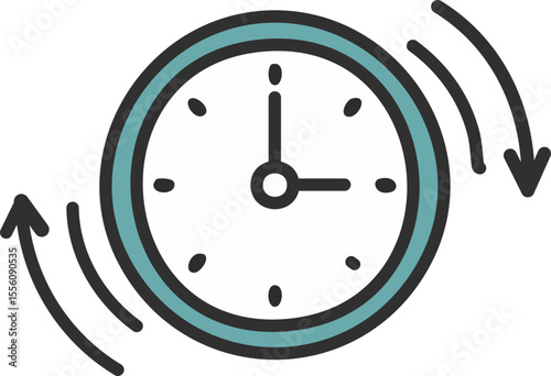 Icône stylisée d’horloge avec effet de rotation rapide