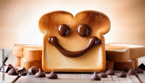 toast bread with chocolate smile