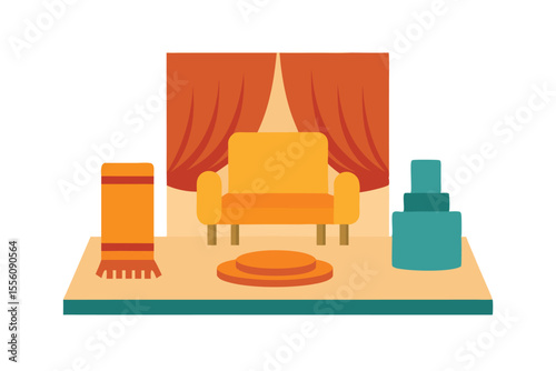 Cozy Living Room Stage Design  Warm Colors and Comfortable Furniture