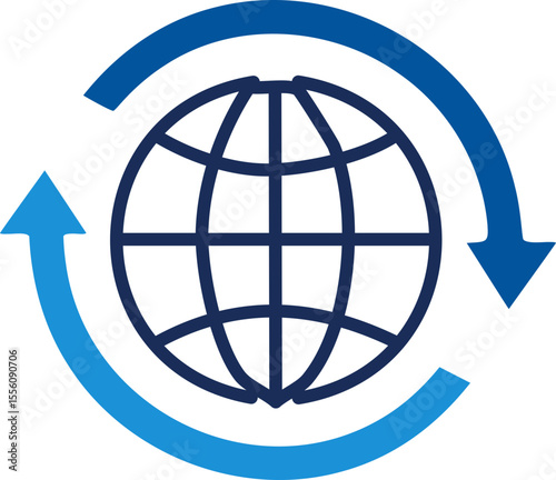 Logo globe avec flèches en rotation symbole de cycle global