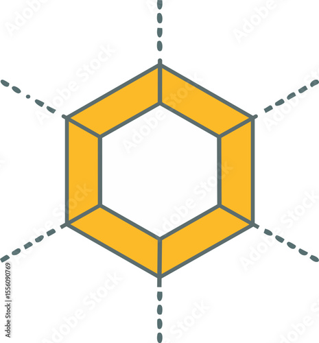 Hexagone isométrique en expansion pour logo tech