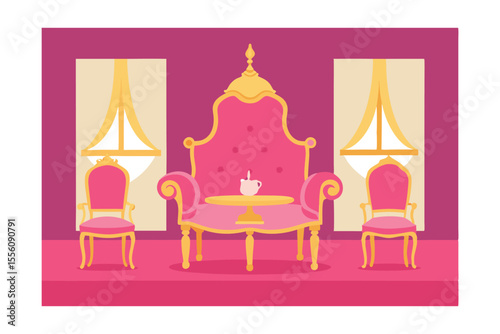 Elegant Pink Throne Room Interior Design Royal Luxury and Comfort