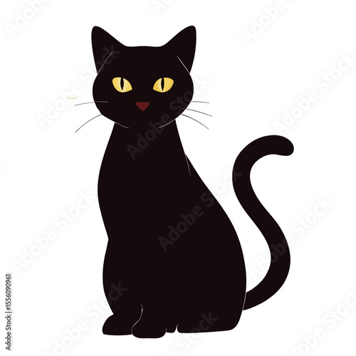 Modern Black Cat Sitting Vector Art for Merchandise