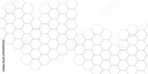Abstract white hexagon concept background. Seamless pattern with hexagon. Hexagonal white hexagons honeycomb wallpaper. Abstract white lines background.	