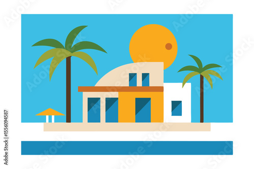 tropical island with palm trees