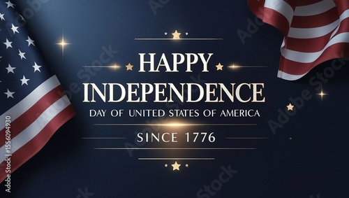 Happy Independence Day USA Banner Design with American Flag Elements