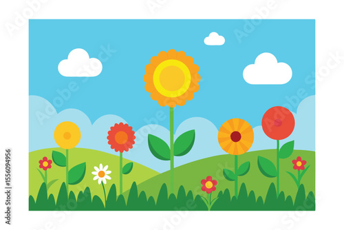 set of spring flowers