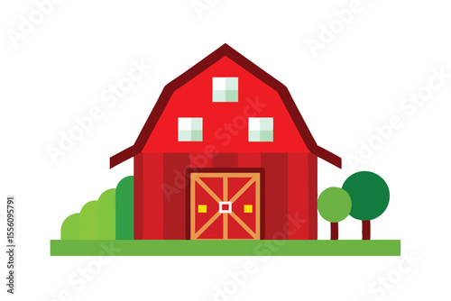 green house with red roof
