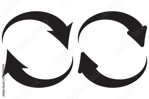 Set of circle arrows rotating on white background. Refresh, reload, recycle, loop rotation sign collection. eps 10