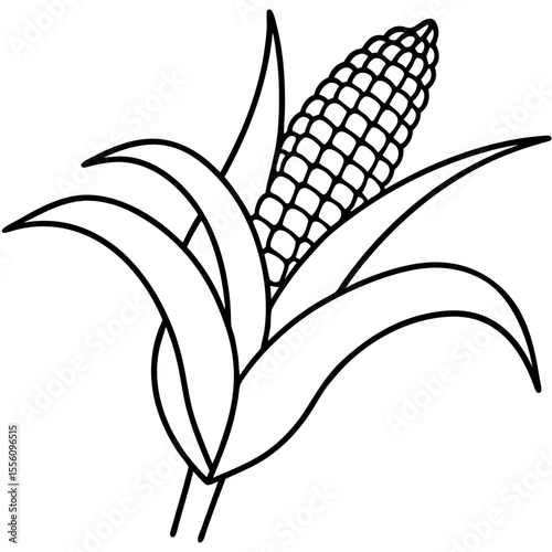 Corn Plant Outline Vector