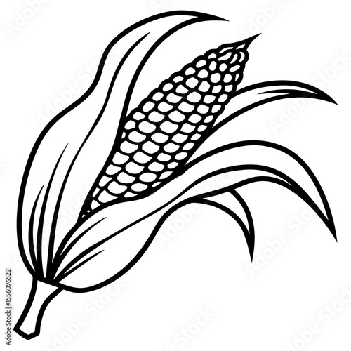 Corn Plant Outline Vector