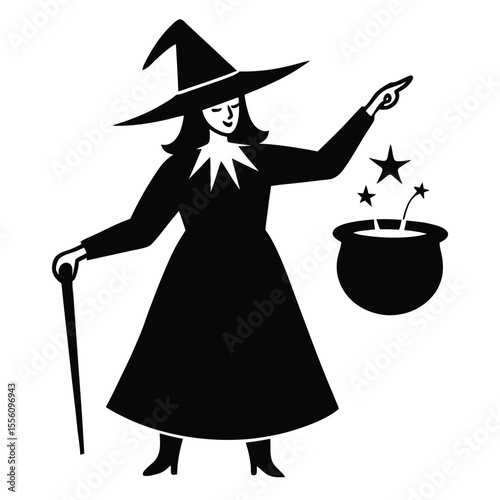 witch casting spell vector art