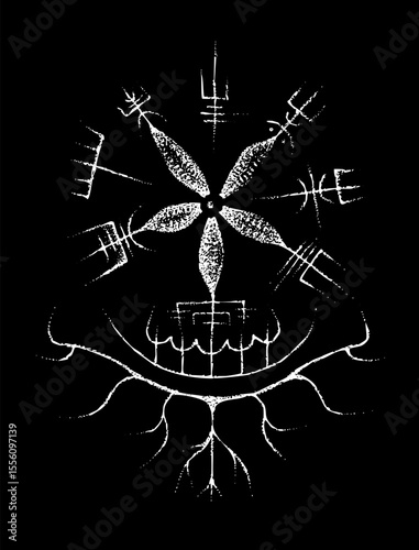 Full editable illustration of vegvisir as starfish.	
