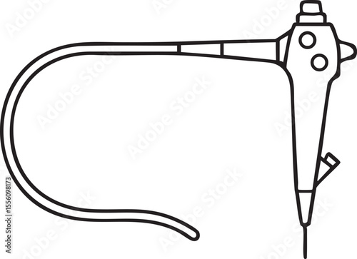Line Art Illustration of an Endoscope Medical Diagnostic Tool for Internal Examination and Visualizing the Human Body