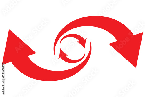Arrows rotating clockwise. circle arrow icon set. circular arrow icon, refresh, reload, rotation arrow icon symbol sign, dual arrow vector illustration eps 10