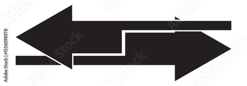Horizontal dual side long straight arrow vector. Dual arrow sign.  double headed arrow. Dual sided arrow vector, icon, silhouette design. eps 10