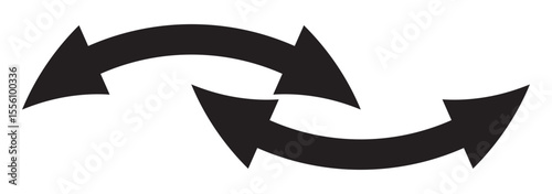 Horizontal dual side long straight arrow vector. Dual arrow sign. Dual sided arrow vector, icon, silhouette design. Semicircular curved thin, long double ended arrow vector eps 10