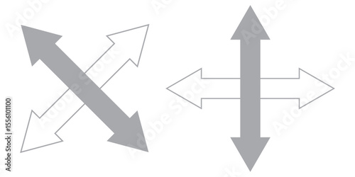 Horizontal dual side long straight arrow vector. Dual arrow sign. Dual sided arrow vector, icon, silhouette design. Semicircular curved thin, long double ended arrow vector eps 10
