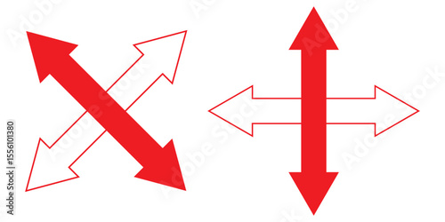 Horizontal dual side long straight arrow vector. Dual arrow sign. Dual sided arrow vector, icon, silhouette design. Semicircular curved thin, long double ended arrow vector eps 10