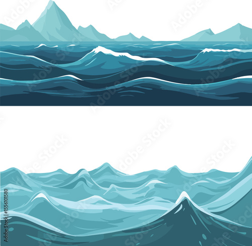 Cartoon sea surface illustration material

