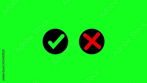 check mark and red X mark icons. yes, no icon animation. Alpha Luma Matte included.