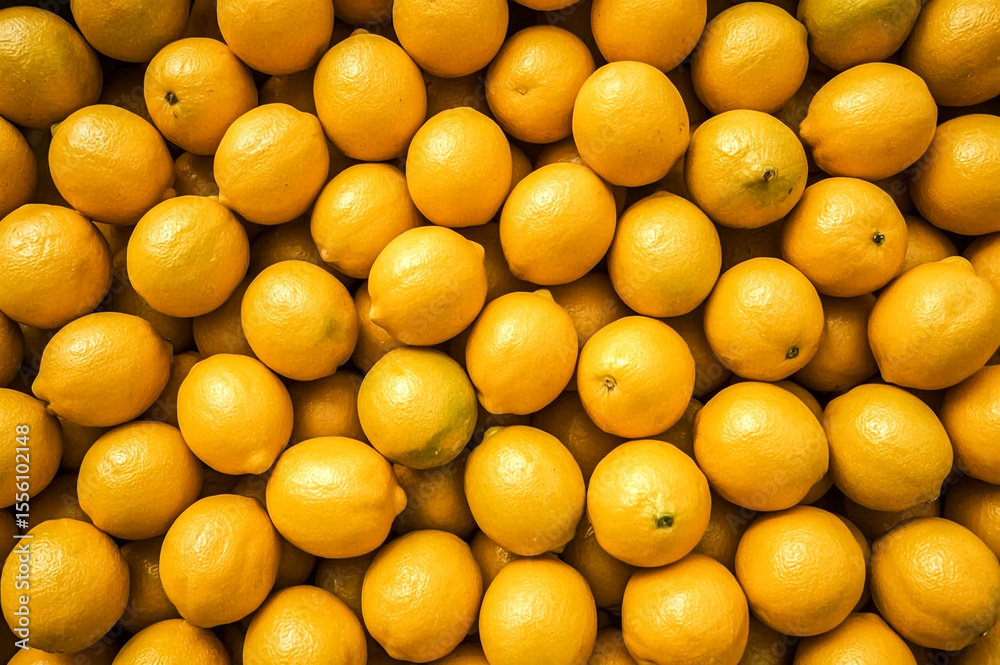 An abundant overhead view of numerous bright yellow lemons tightly packed together The fruits display a textured rind and a fresh natural appearance suggesting a healthy harvest An abundant overhead view of numerous bright yellow lemons tightly packed together The fruits display a textured rind and a fresh natural appearance suggesting a healthy harvest