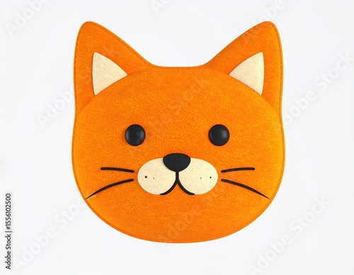orange cat doll head in white background