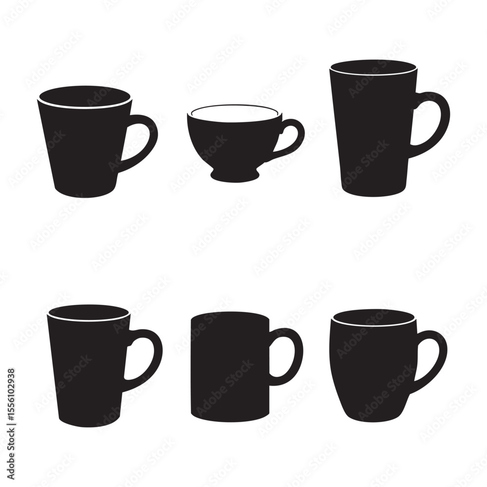 Obraz premium Cup silhouette on white background