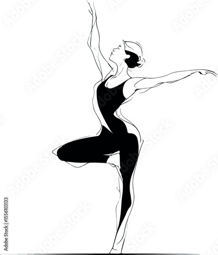 Abstract one-line drawing of a yoga instructor in a pose