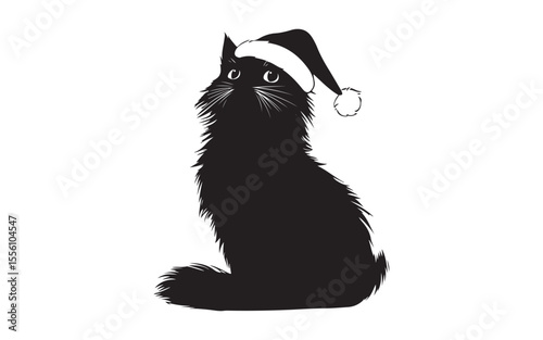 christmas black cat in a hat