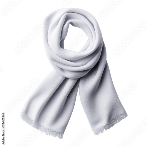 Elegant white scarf with soft texture and fringe details