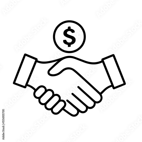 agreement handshake icon line handshake symbol isolated on background