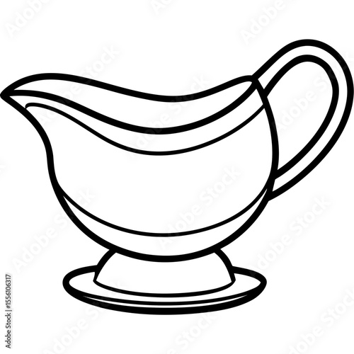 Elegant Gravy Boat Outline Vector