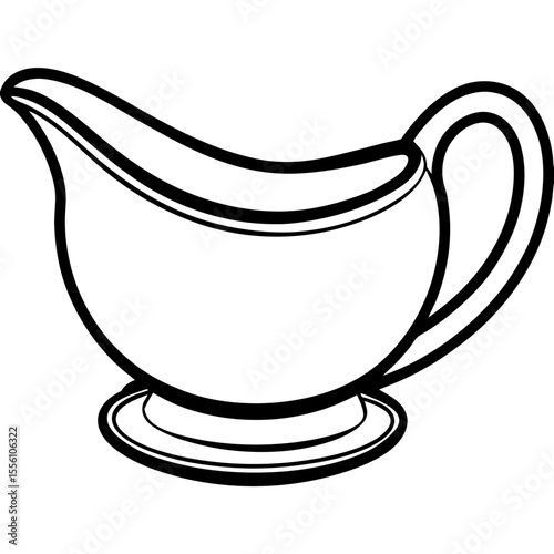 Elegant Gravy Boat Outline Vector