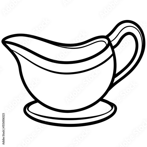 Elegant Gravy Boat Outline Vector