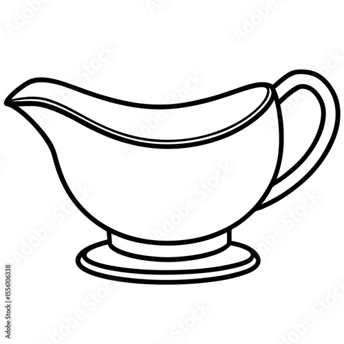 Elegant Gravy Boat Outline Vector