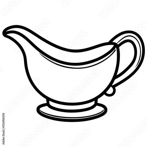 Elegant Gravy Boat Outline Vector