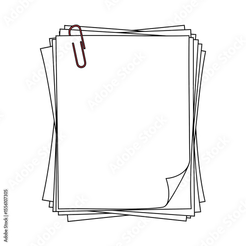 A stack of manuscript pages with a single red paperclip